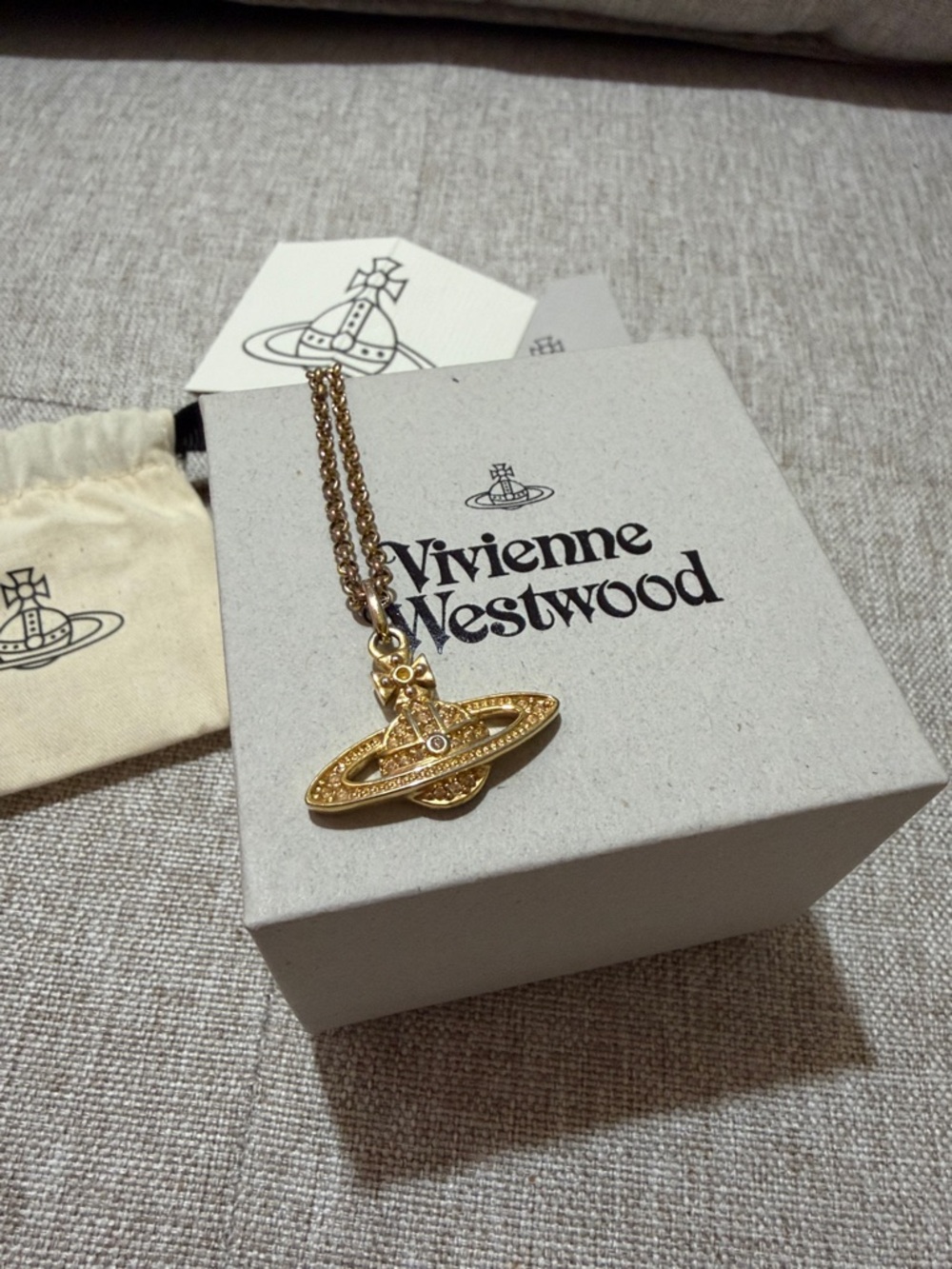 Vivienne Westwood Gold Orb and Crystal Drop Necklace